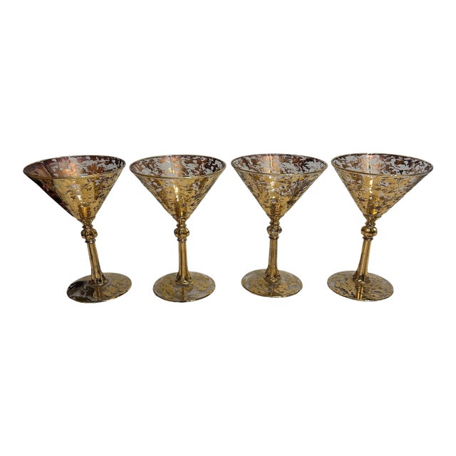 Vintage Libbey Stardust Cocktail Martini Glasses - A Set of 4 For Sale