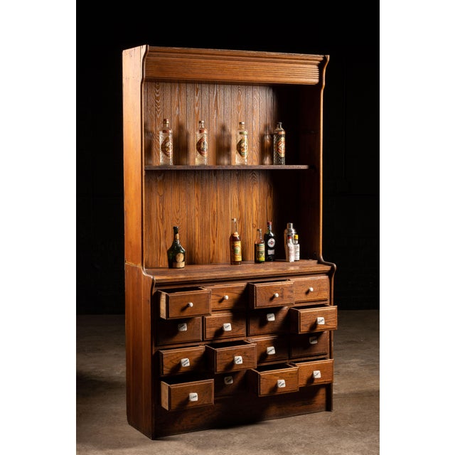 American Early 20th Century American Wooden Apothecary Hutch For Sale - Image 3 of 10