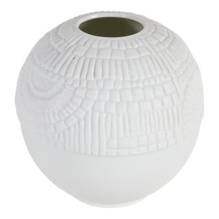 Vintage Ak Kaiser White Bisque Porcelain Ball Vase With a Reptilian Op Art Motif For Sale