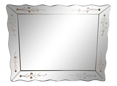 1950s Vintage Art Deco Embossed Shadowbox Wall Mirror