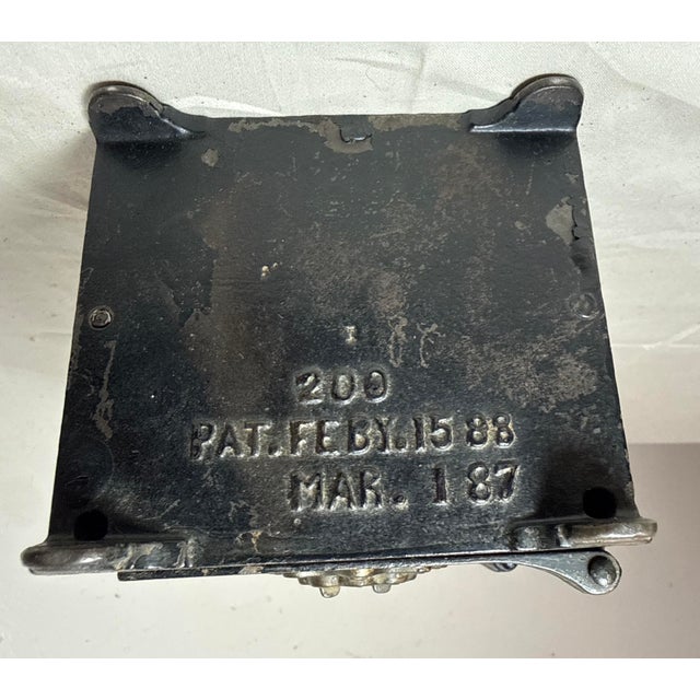Rare Mistake Antique 1888 Cast Iron Security Safe Deposit Lockable Still Bank For Sale - Image 12 of 12