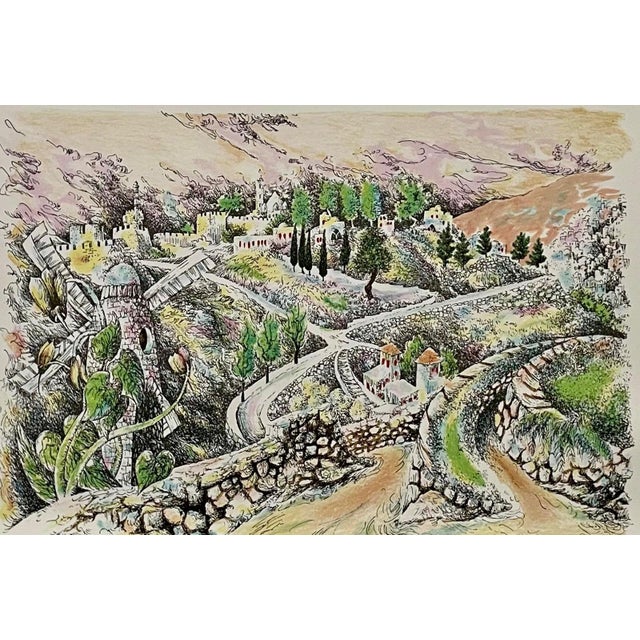 Modern Baruch Nachshon, Baruch Nachshon Jerusalem or Hebron Hills Israel Judaica Lithograph Israeli Art For Sale - Image 3 of 5