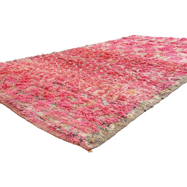 21897 Vintage Boujad Moroccan Rug, 05'11 x 10'10. The Blushing Medina: A Vintage Boujad Moroccan Masterpiece of Tribal...