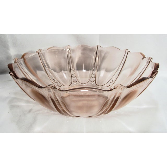 Vintage Anchor Hocking Pink Oyster and Pearl Depression Glass Bowl For Sale In New Orleans - Image 6 of 10