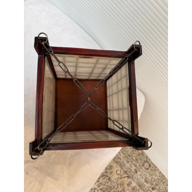 Late 20th Century Japanese Rosewood Candle Lanterns, Pair For Sale - Image 4 of 12