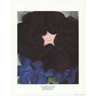 1987 Georgia O'Keeffe 'Black Hollyhock, Blue Larkspur' Modernism Black, Blue, Green USA Offset Lithograph For Sale