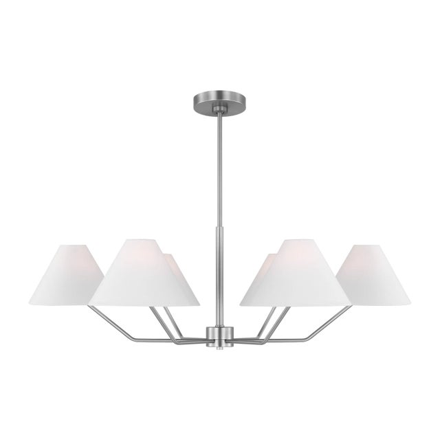 2020s Visual Comfort Studio Burke 6-Light Large Chandelier in Brushed Steel Silver For Sale - Image 5 of 5