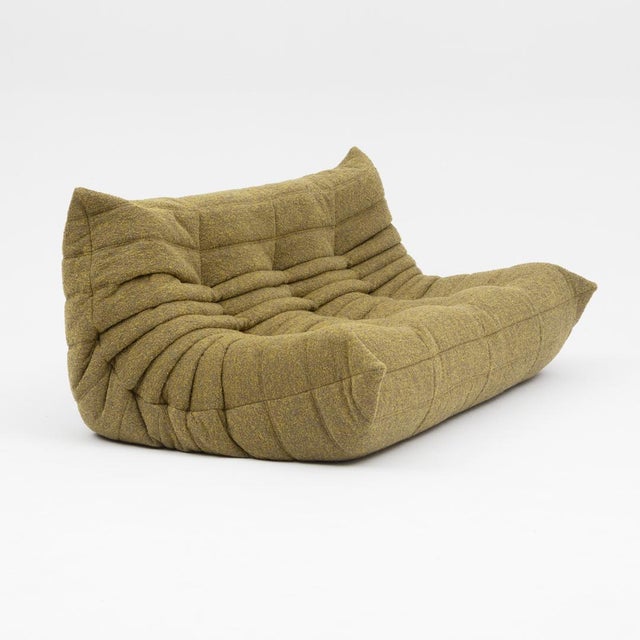 Togo Three-Seater Sofa in Olive Bouclet by Michel Ducaroy for Ligne Roset For Sale - Image 9 of 17