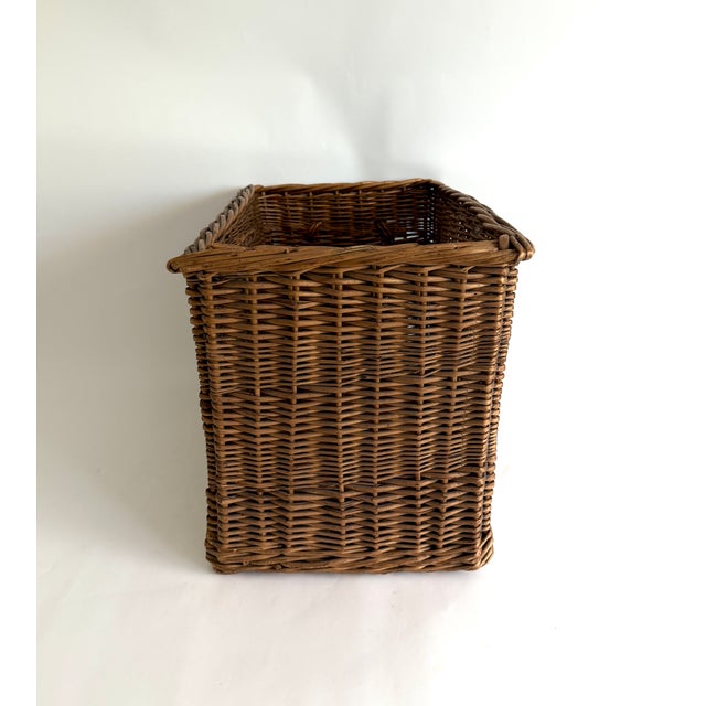 French Wicker Elongated Basket W/ Handle For Sale - Image 4 of 7