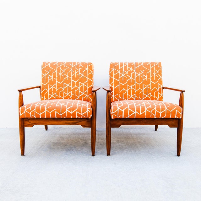 Wood Restored 1960s Mid Century Modern Studio Crafted Oak Lounge Chairs For Sale - Image 7 of 18
