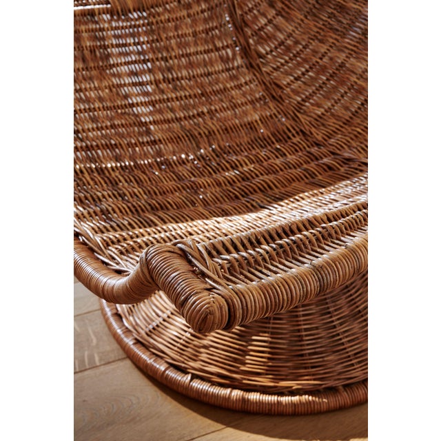 Coastal Healdsburg Swivel Chair in Natural Wicker Rattan For Sale - Image 3 of 9