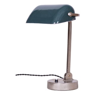 Bauhaus Table Lamp in Nickel, Steel, and Glass, Czech, 1930s For Sale