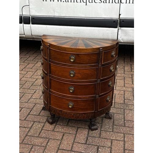 Wood Chest of Drawers with Sunburst Inlaid Top For Sale - Image 7 of 18