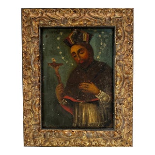 19th Century Mexican Retablo Painting, Framed For Sale