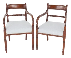 Regency Elbow Chairs in Mahogany, Set of 2