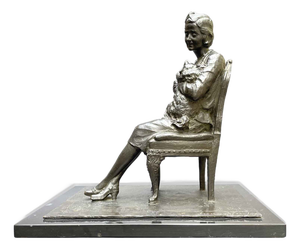 Leonardo Secchi, Lady Seated with Dog, 1942, Bronze and Marble