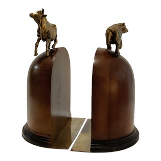 Sarreid Ltd. Bull and Bear Bookends ~ a Pair ~ Circa 1980s For Sale