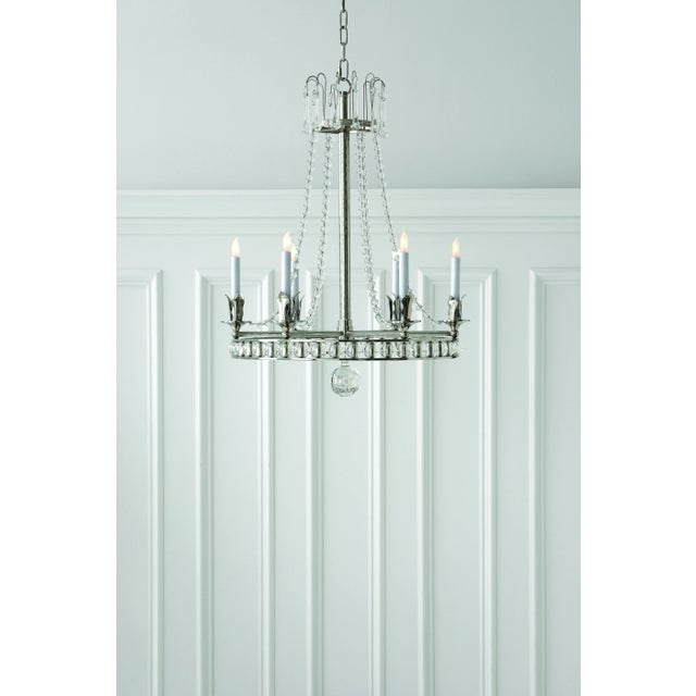 Traditional Joe Nye for Visual Comfort Signature Regency Medium Chandelier in Polished Nickel with Seeded Glass For Sale - Image 3 of 5