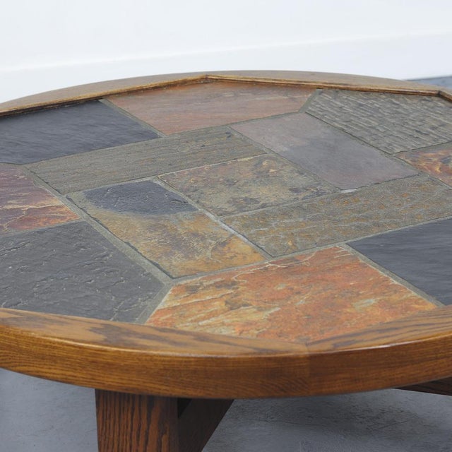 Large Brutalist Round Coffee Table with Inlaid Tiles, 1970s For Sale - Image 4 of 10