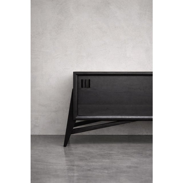 Mid-Century Modern Mid-Century Scandinavian Modern Dark Oak Sideboard with Wooden Handles, 1960s For Sale - Image 3 of 18