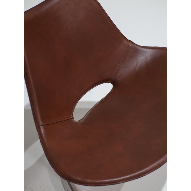 1960s IS63 Scimitar Chair in Cognac Leather by Fabricius and Kastholm for Ivan Schlechter, 1960s For Sale - Image 5 of 16