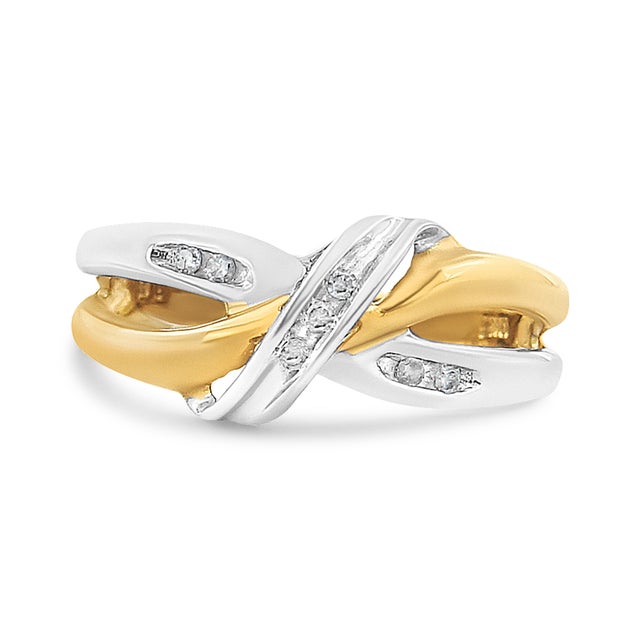 Unlock your inner shine with this sparkling 10k gold bypass ring. Yellow gold is overlapped with white gold to create a...