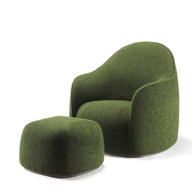 Contemporary Sweet Green Bouclé Ottoman by Stefano Giovannoni For Sale - Image 3 of 5