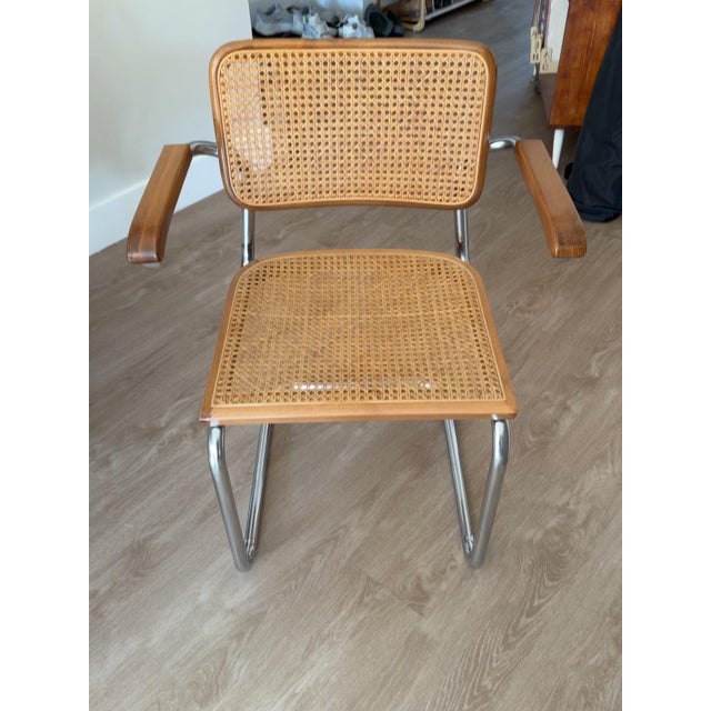 1970s Italian Cesca B64-Style Cane & Chrome Armchairs, Set of 4 For Sale - Image 4 of 10