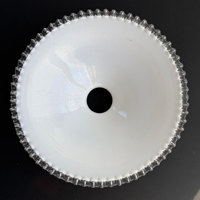 1930s French White Opaline Glass “Frill” Pendant Light, 1930s For Sale - Image 5 of 6