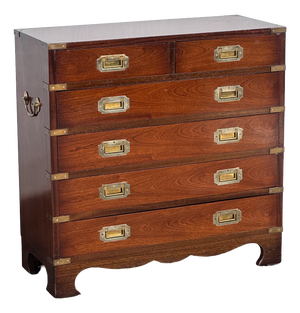 British Mahogany Military Chest, Early 1900s