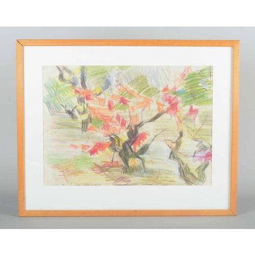 Brita af Klercker. Colourful abstract composition. Pastel on paper. 1950s/60s A colourful work by Swedish artist Brita af...