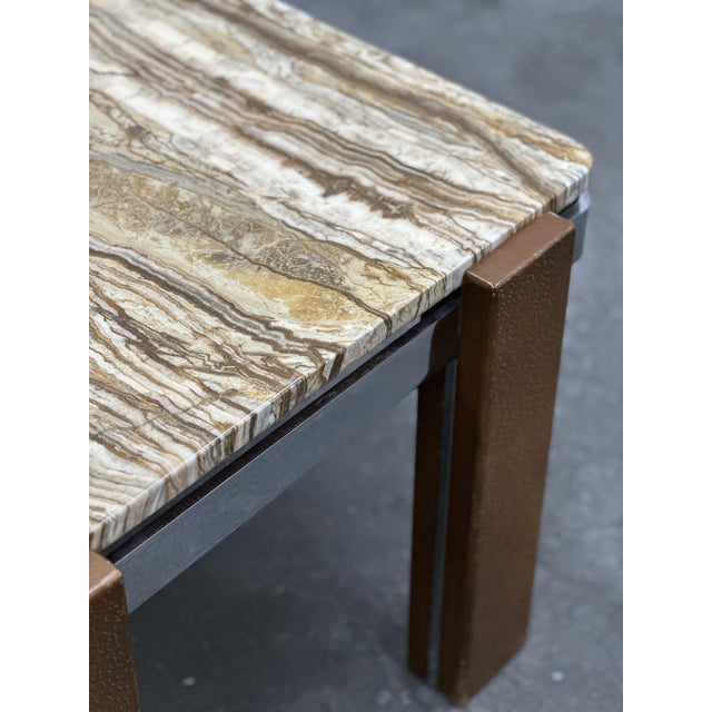 Italian Coffee Table in Breccia Sarda Marble & Steel Legs Caramel Tones, 1970s For Sale - Image 6 of 11
