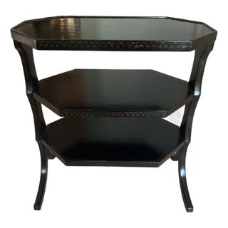 Baker Furniture Black Tiered Japanned Accent Table For Sale