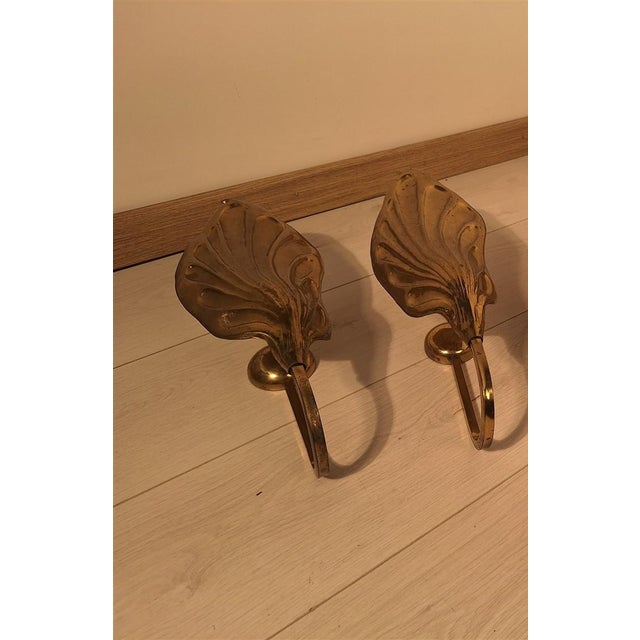 Metal Brass Leaf-Style Wall Lamps by Carlo Giorgi for Bottega Gadda, 1960s, Set of 2 For Sale - Image 7 of 8