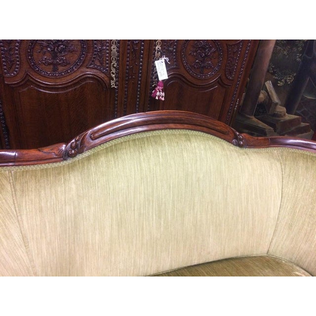 Item: Antique Victorian Settee. Age & Condition: Settee frame is likely circa 1880. Upholstery could be 1960s or later....