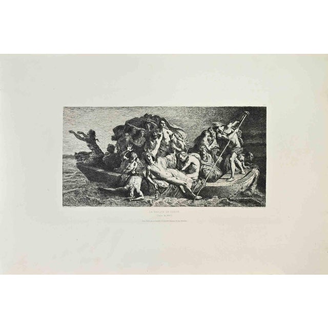 Auguste Feyen-Perrin, La Barque de Caron, Etching, 1870s For Sale