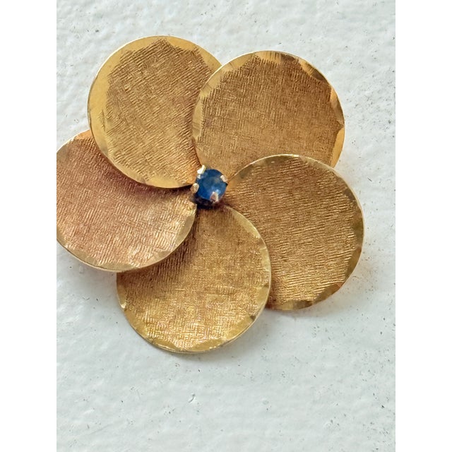 Contemporary Vintage Mid Century Carl Art 10k Gold Dogwood Blossom Seed Pearl Brooch Pin For Sale - Image 3 of 12