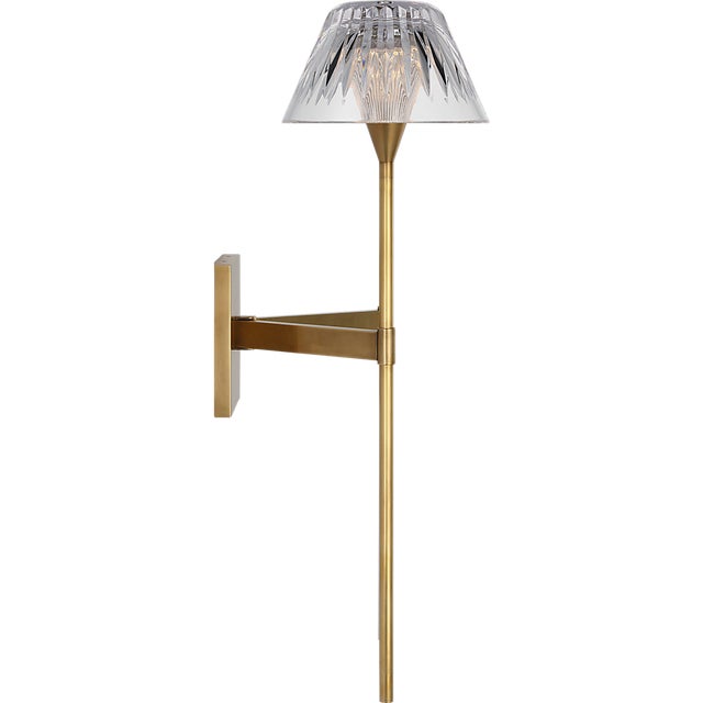 Visual Comfort Waterford for Visual Comfort Signature Blaze 19" 2 Light Tail Sconce in Natural Brass with Clear Crystal For Sale - Image 4 of 14