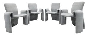 Postmodern Steve Leonard for Brayton Sculptural Dining Chairs Newly Reupholstered in Mohair - Set of 4