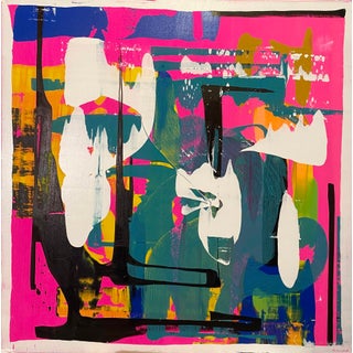 Miami by Jennifer Bobola | Mixed Media Abstract composition with vibrant colors and shapes. For Sale