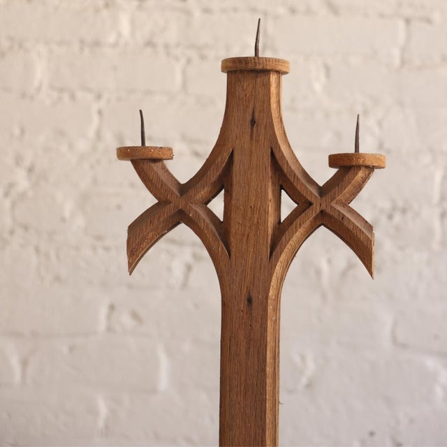 1920s French Oak Candelabra For Sale - Image 4 of 4