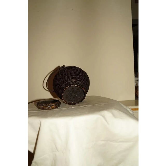 Early 20th Century Early 20th Century Vintage Filipino Ifugao Ulbong Rice Basket Hand Woven Bamboo For Sale - Image 5 of 10