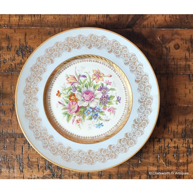 Limoges Unic Rehausse Main 11" Artist Signed Raoul Charger Plate, C1950s For Sale In New York - Image 6 of 7