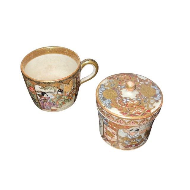 Meiji Period Japanese Satsuma Porcelain Tea Set, 19th Century. For Sale - Image 4 of 12