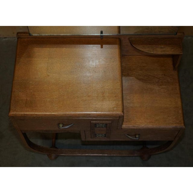 Art Deco Limed Oak Dressing Table and Stool from Heals London, 1920s, Set of 2 For Sale - Image 11 of 18