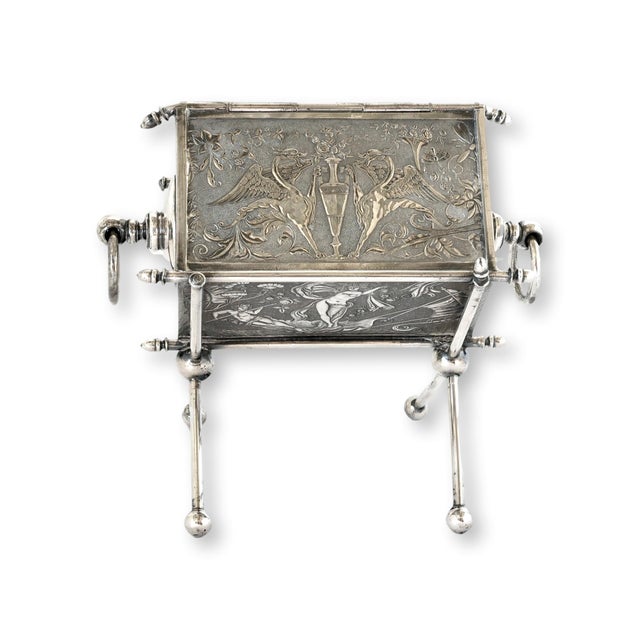 Antique Silver-Plate Etui Needlework Box For Sale In Los Angeles - Image 6 of 6