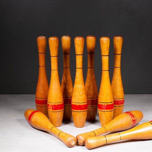 Industrial Vintage Bowling/Skittles Set With Red Ball c.1920 For Sale - Image 3 of 4