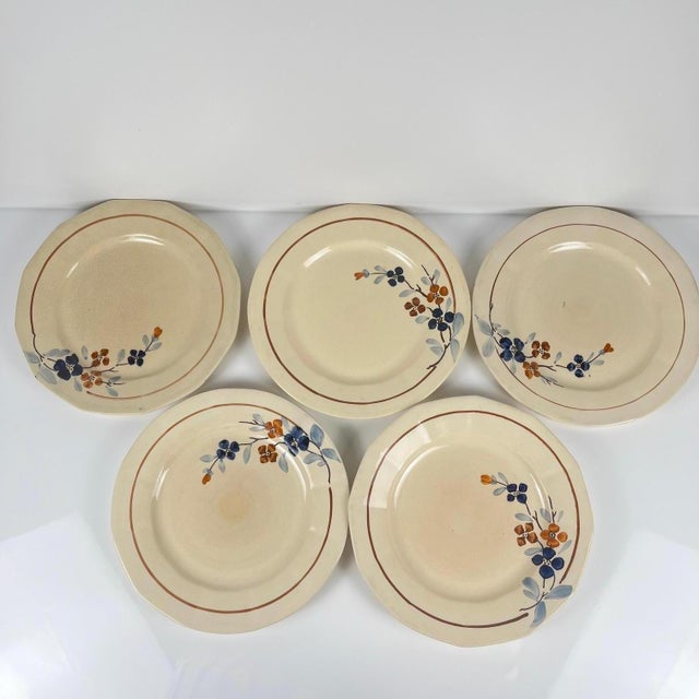 Dinner Plates with Floral Motif from Sarreguemines, 1930s, Set of 5 For Sale - Image 13 of 13