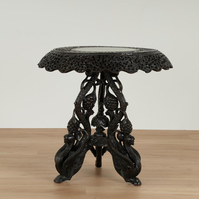 Antique Anglo Indian Carved Rosewood Table For Sale - Image 9 of 18