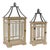 Natural Wood Lantern with Open Metal Lid (Set of 2) For Sale